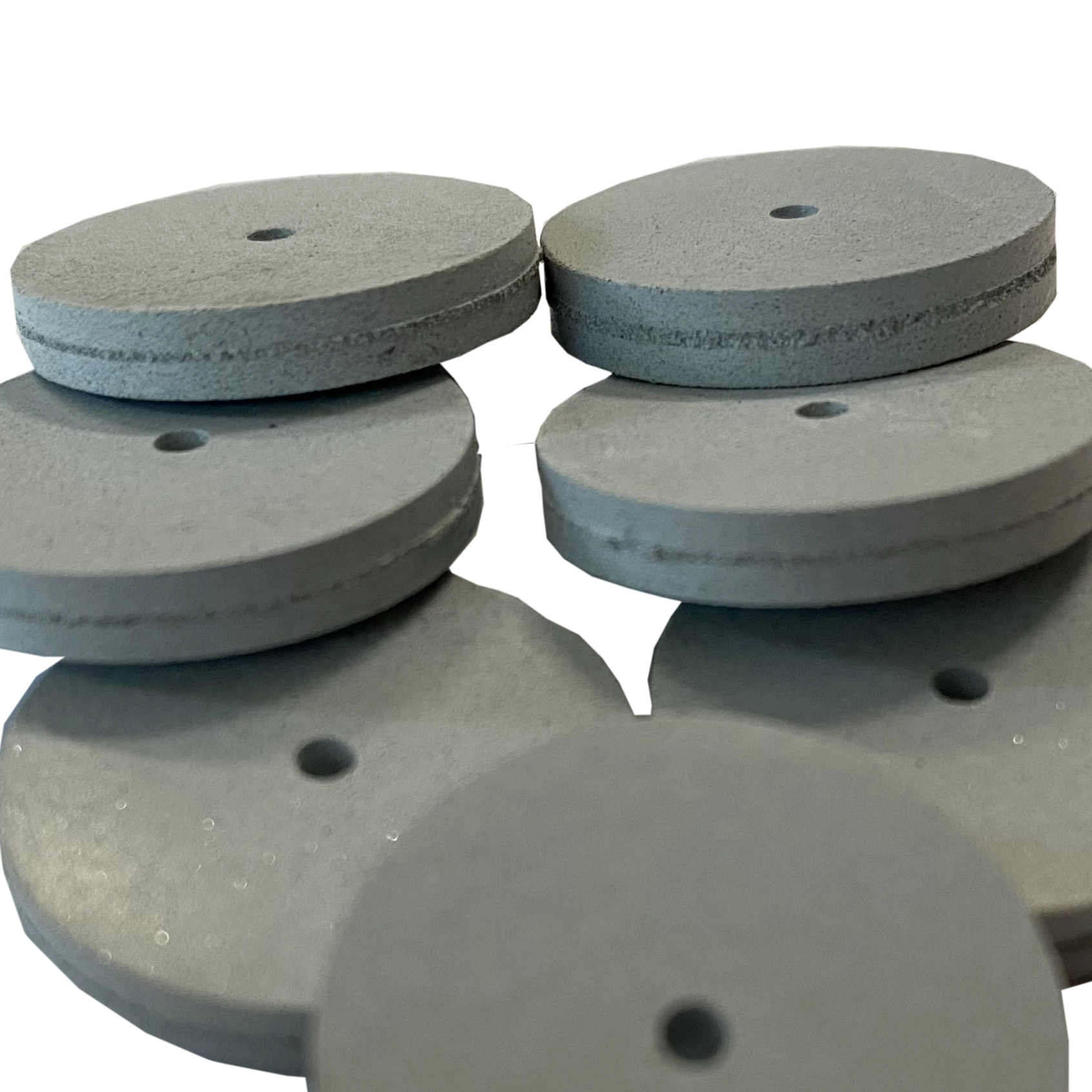 Kerámiás gumi szilikonból, 10 db, szürke, kemény, malomkő forma, 22x3mm, mandrel nélkül, ISO: 372 220,15-30 000 rpm