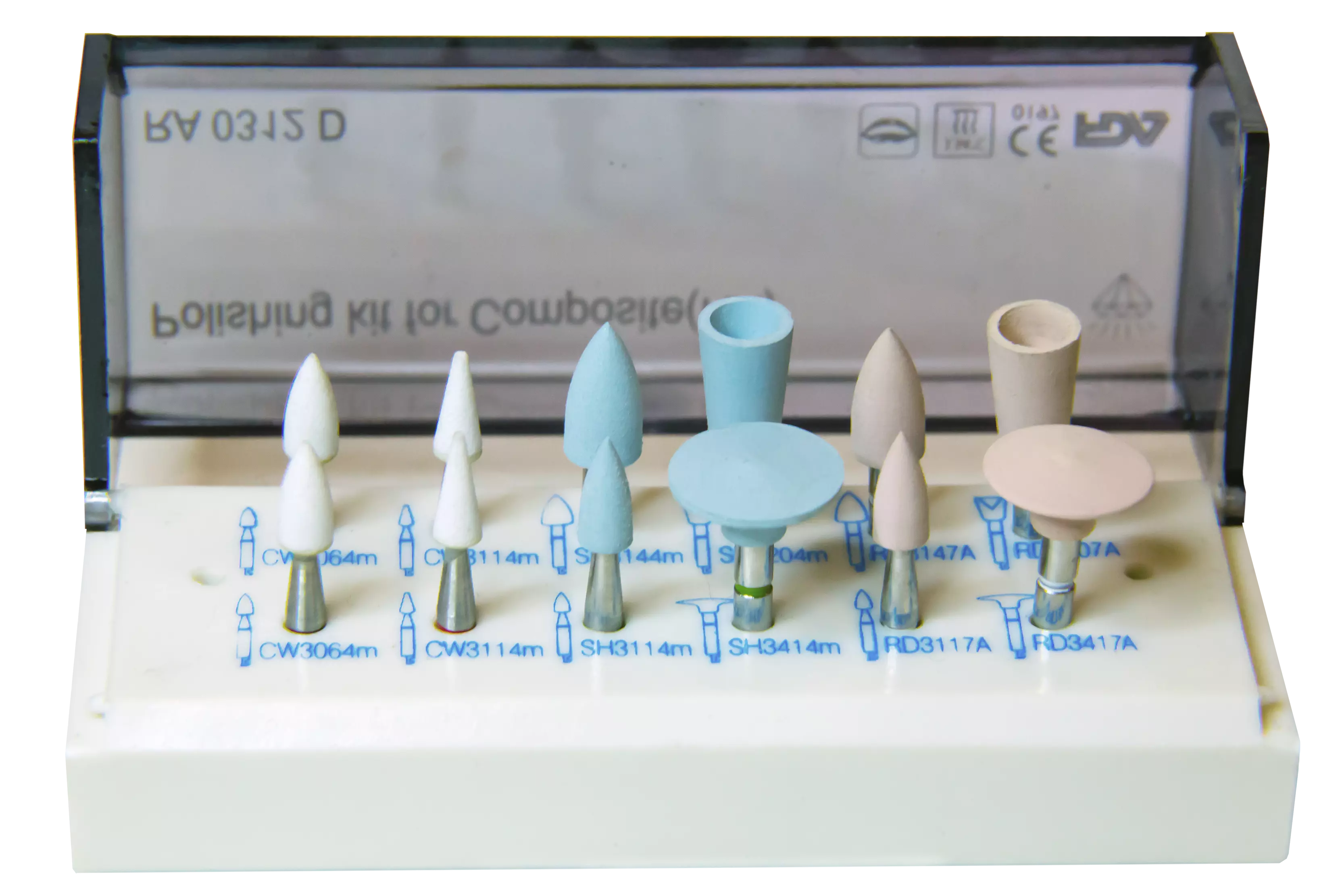 Polishing Kit, 9 pcs/box, RA, (3 ceramic grinders és 6 rubber)