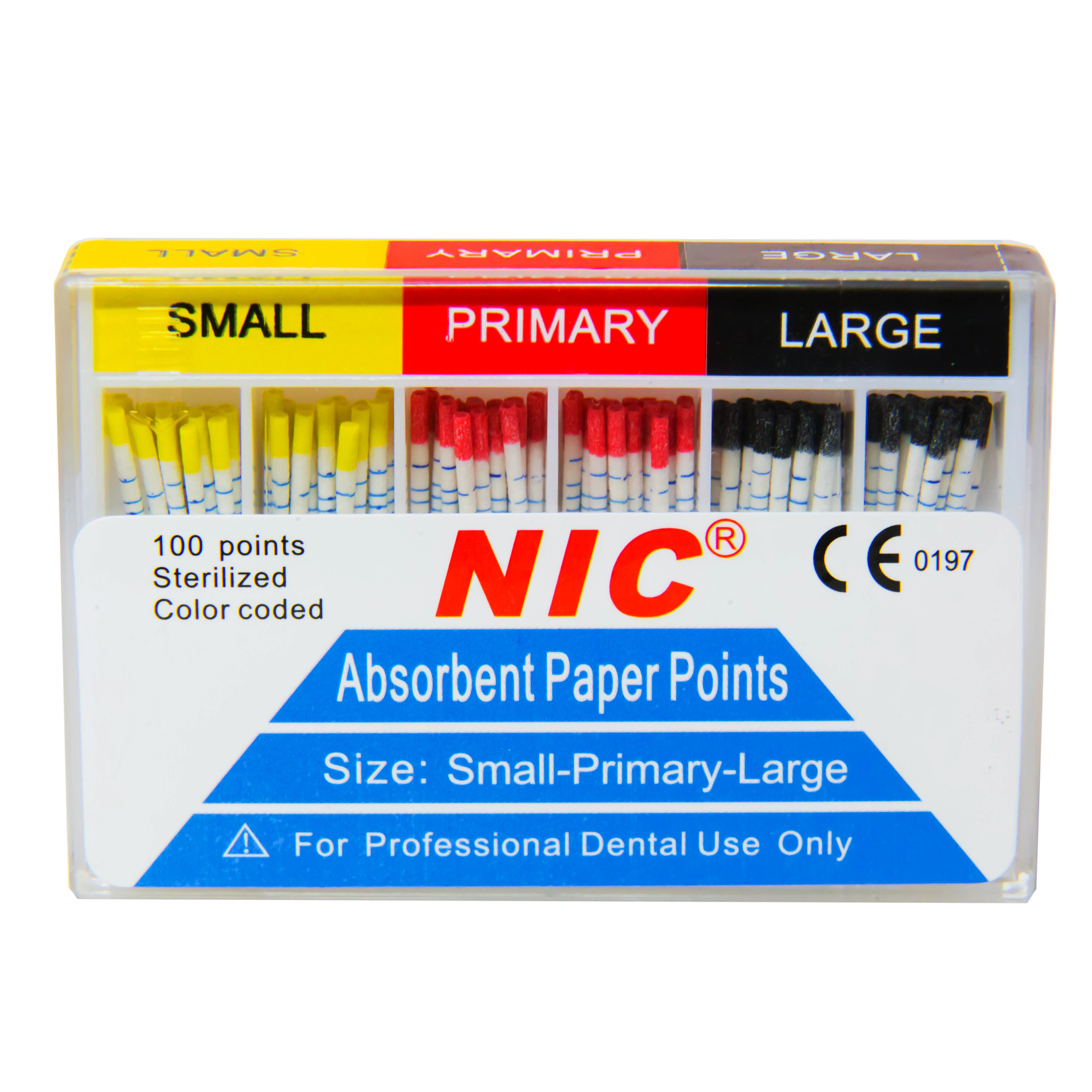 Paper points, 200 pcs, 15-40, color coded  (Taper 0.02)