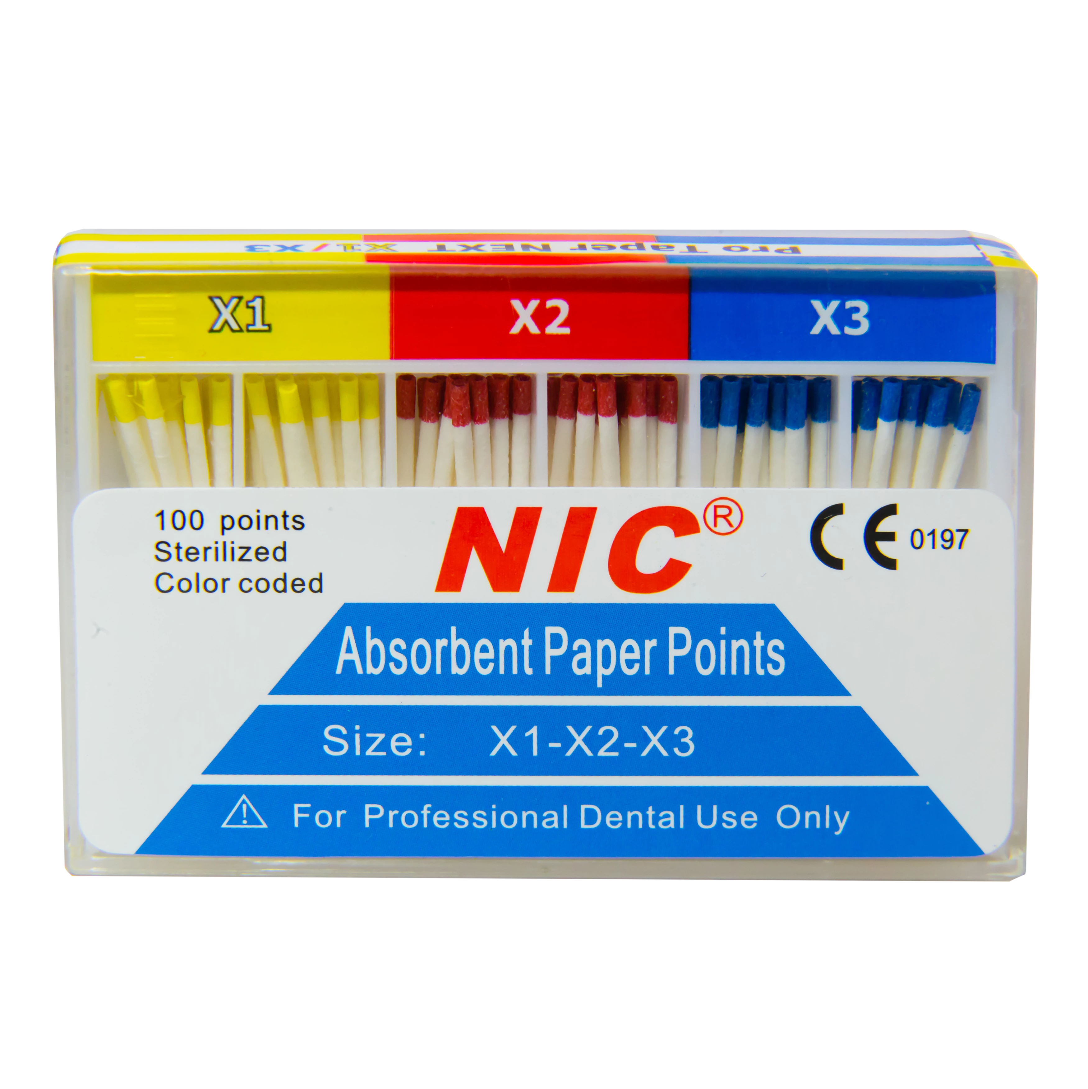 Paper points, 200 pcs, 15-40, color coded  (Taper 0.02)