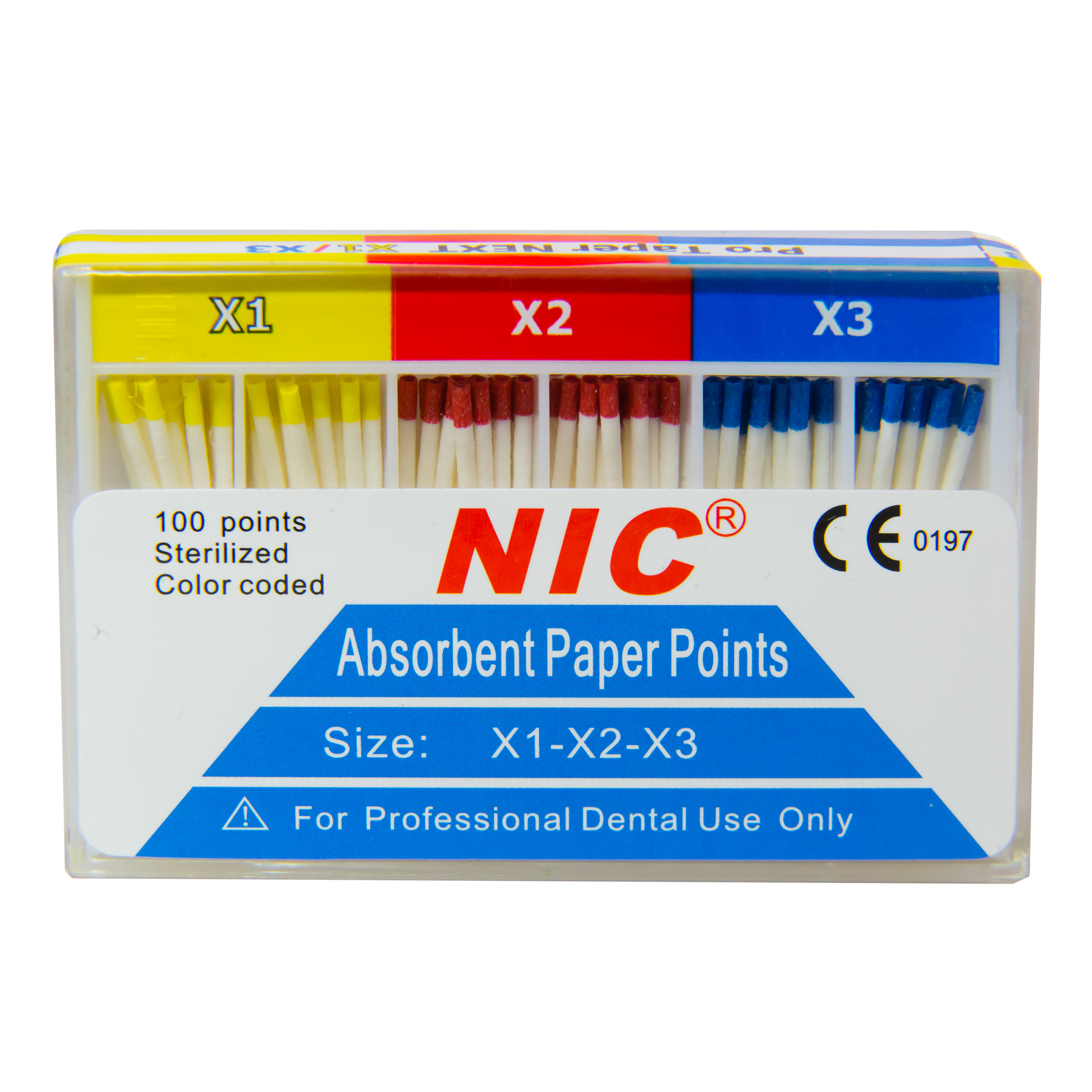 Paper points, 200 pcs, 15-40, color coded  (Taper 0.02)
