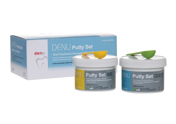 DENU Putty Set, 2x280 ml (2x500g) gyúrható A-szilikon lenyomatanyag - kétféle változatban