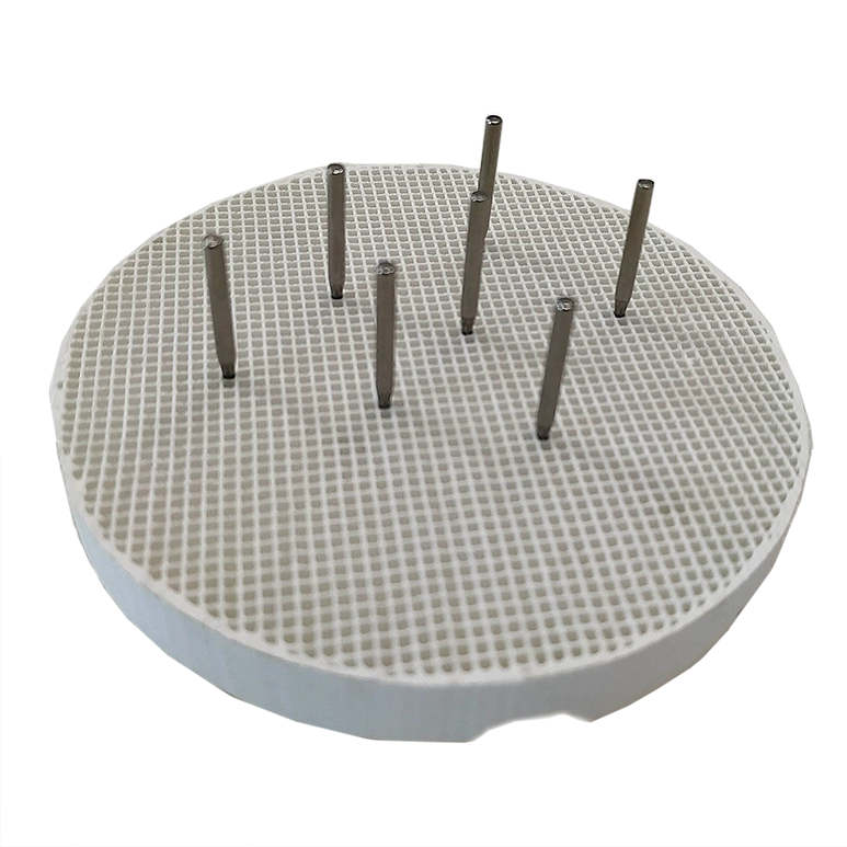 Firing Tray, 2 pcs, with 20 pins, METALLIC, round, with 80 mm diameter, for ceramic ovens