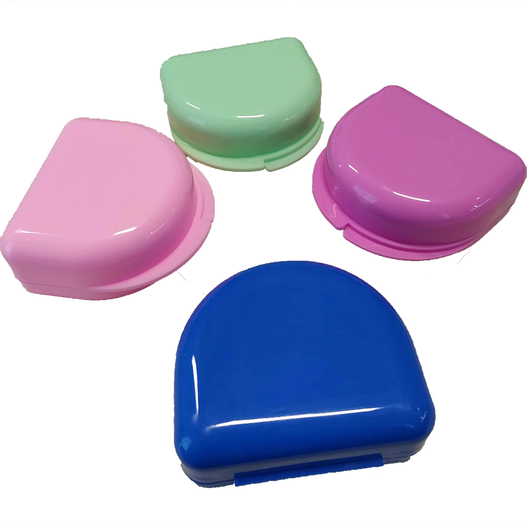 Denture boxes, 7x6x3cm, round, 10+2 pc, plastic,  in several colour