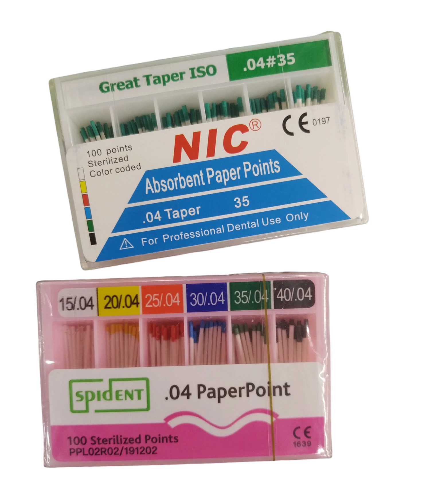 Paper Points, 60 pcs, in several sizes, color coded (Taper 0.04)