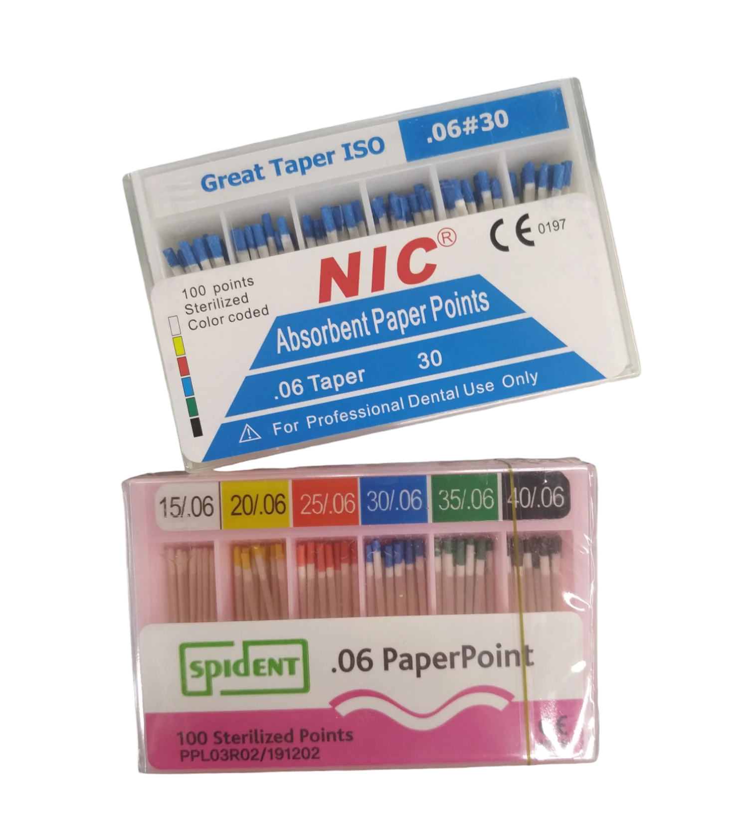 Paper Points, 60pcs, in assorted size 15-40, color coded (Taper 0.06)