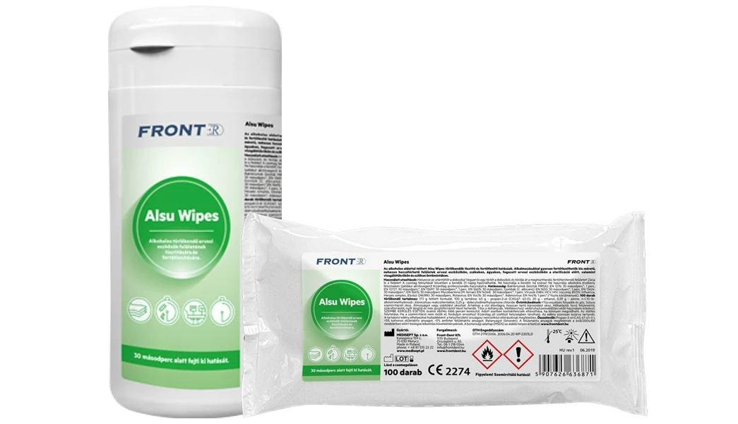 FrontER Alsu Wipes/Medisept Velox Wipes doboz + 100 db alkoholos fertőtlenítő kendő