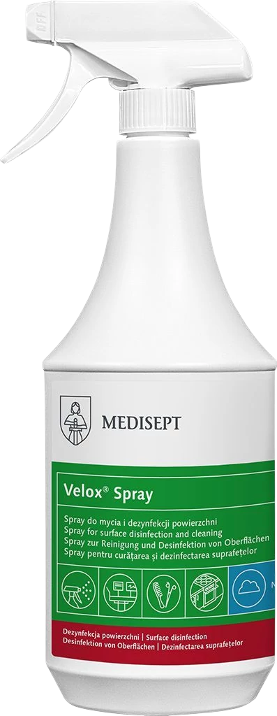 FrontER DeviSept alkoholische Desinfektionssrüh, Grüntee Aroma, 1 Liter Flasche - Velox Spray