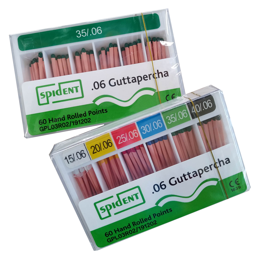 Gutta Percha Points, 60 pcs, in more sizes, color coded (Taper 0.06)