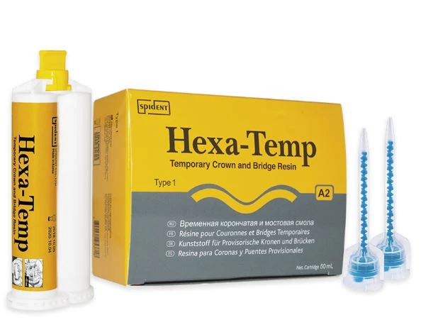 Spident, Hexa-Temp, 50 ml, ideiglenes önkötő korona- és hídanyag + 10 keverőcsőr