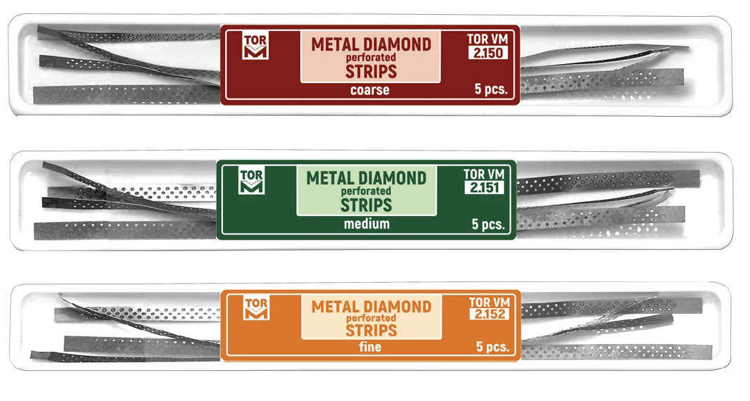Perforated diamond strips with saw toothing - various strips