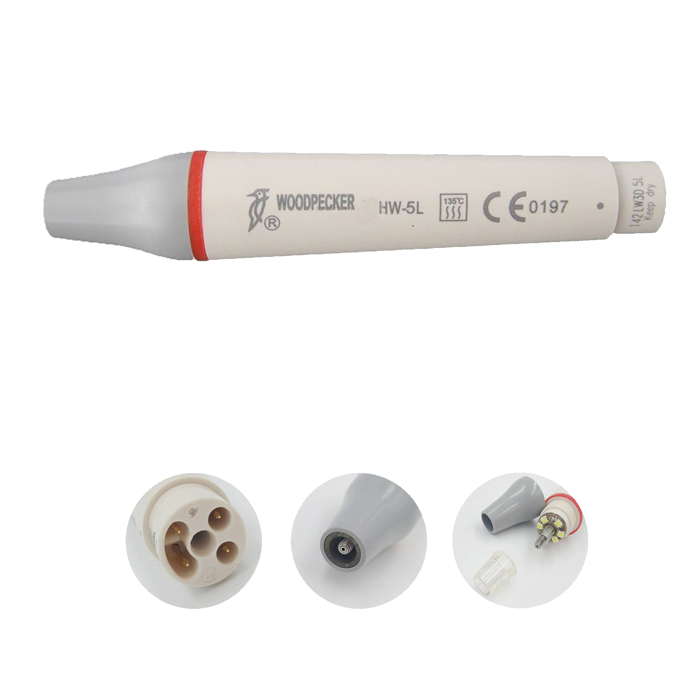Ultrasonic Scaler handpiece, with LED  light, butter coloured,1 pc, removable, autoclavable, compatible with EMS - (available only in Hungary)