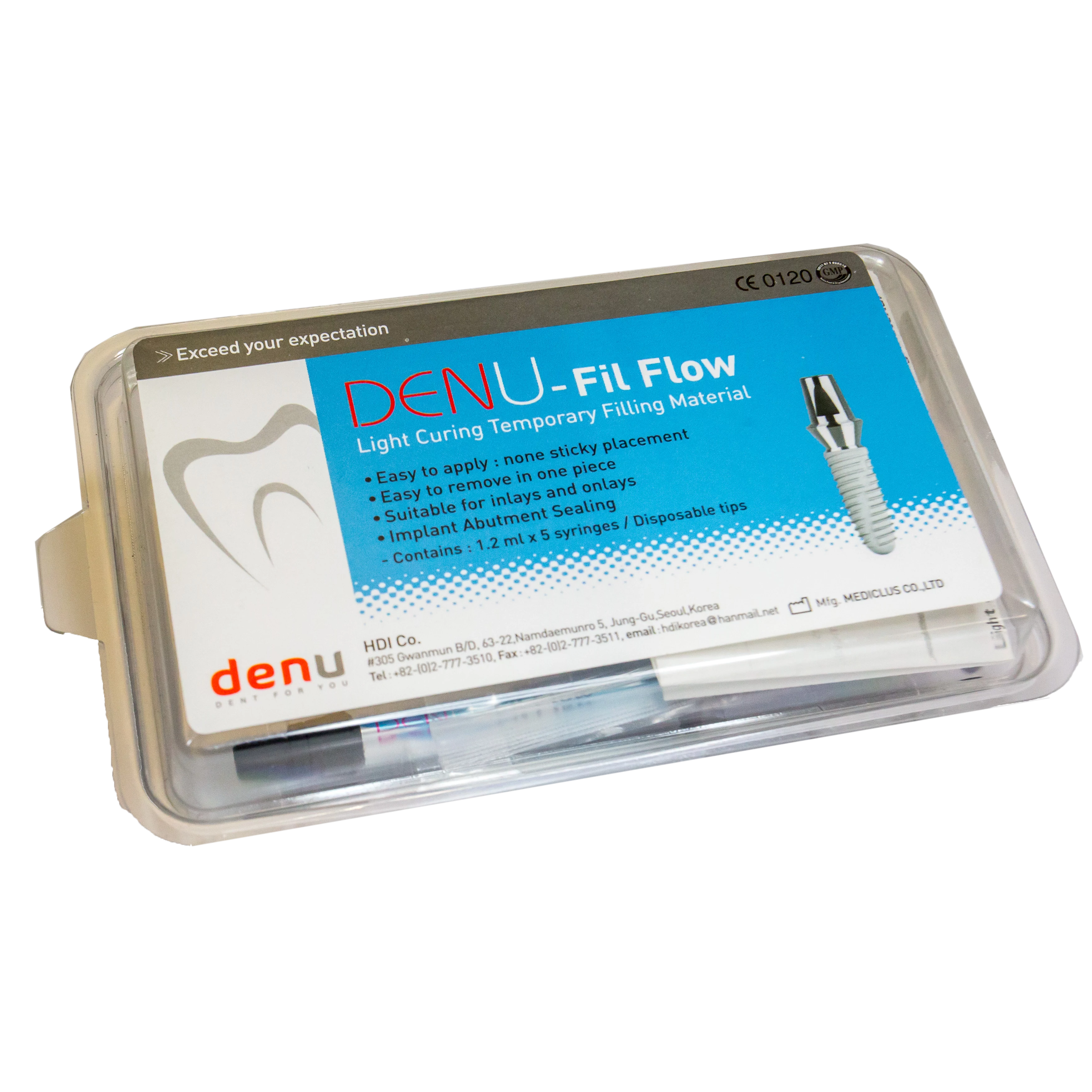 DENU Fil Flow , flowable, temporary filling material, 5x1.2ml (2g) + 10 cannulas