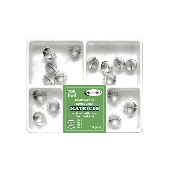 TOR - DOMBORÍTOTT, ÁTLÁTSZÓ MATRICA SZORÍTÓGYŰRŰVEL, MOLÁRIS (16DB) 1- 4-es típusok