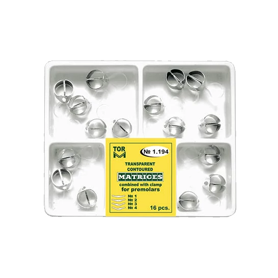 TOR - Embossed transparent matrices with clamping ring, premolar (16 pieces) - types 1-4