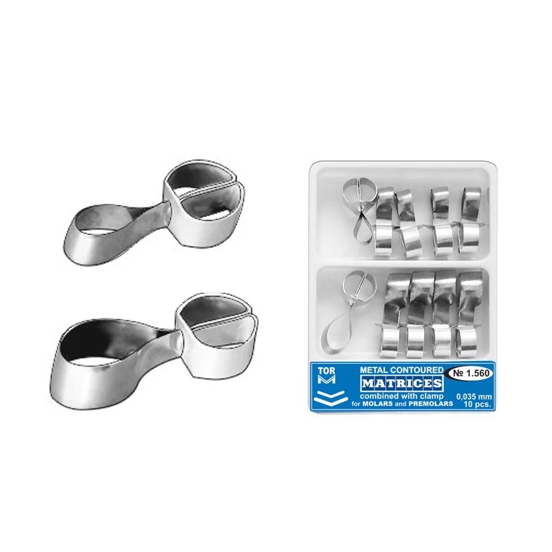 TOR - Embossed metal matrices with clasp for molars and premolars, type 5, 0.035mm, 5-5 pieces