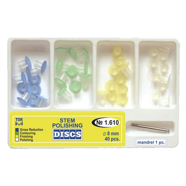 TOR-Snap small polishing disc set, 8 mm, 40 pieces + 1 mandrel